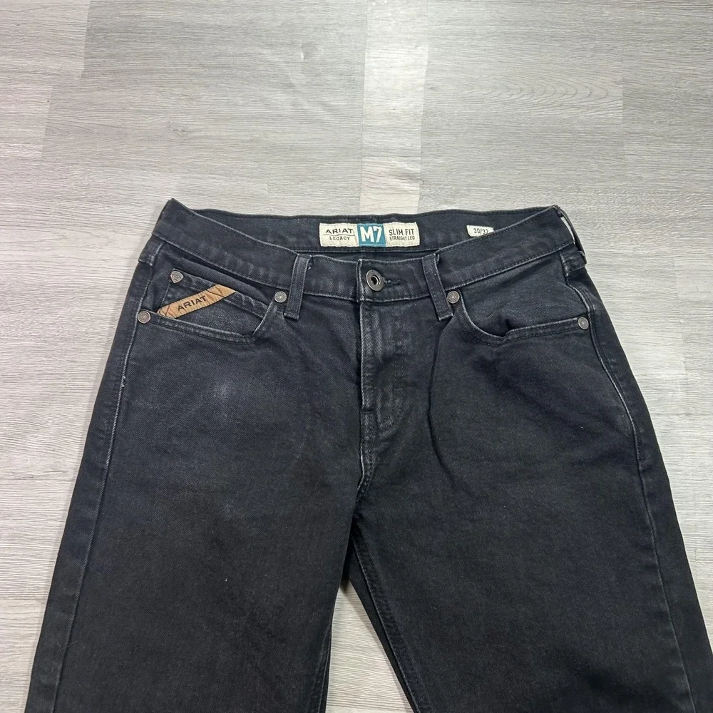 Ariat M7 Legacy Jeans Mens 30x32 Black Slim Straight Stretch Denim Dark Wash